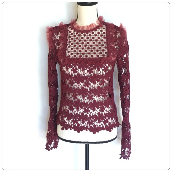 🎉2X Host Pick🎉 Mock Neck Lace Bib Blouse - Picture 4 of 6